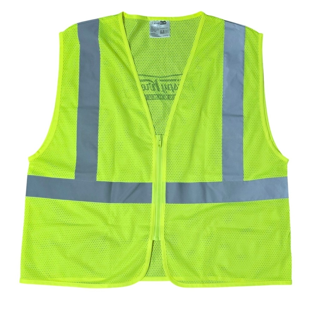 Krispy Kreme Safety Vest Neon Yellow Reflective Mesh CSV101 L/XL Cornerstone - Picture 2 of 5